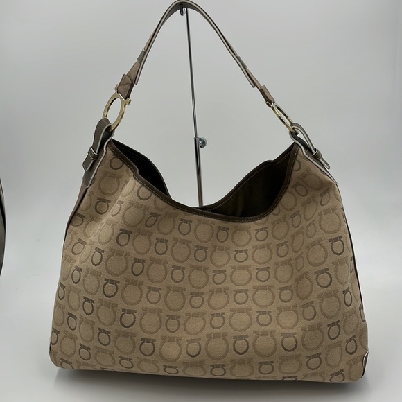 Authentic Salvatore Ferragamo Brown Canvas Shoulder Bag - Picture 8 of 17